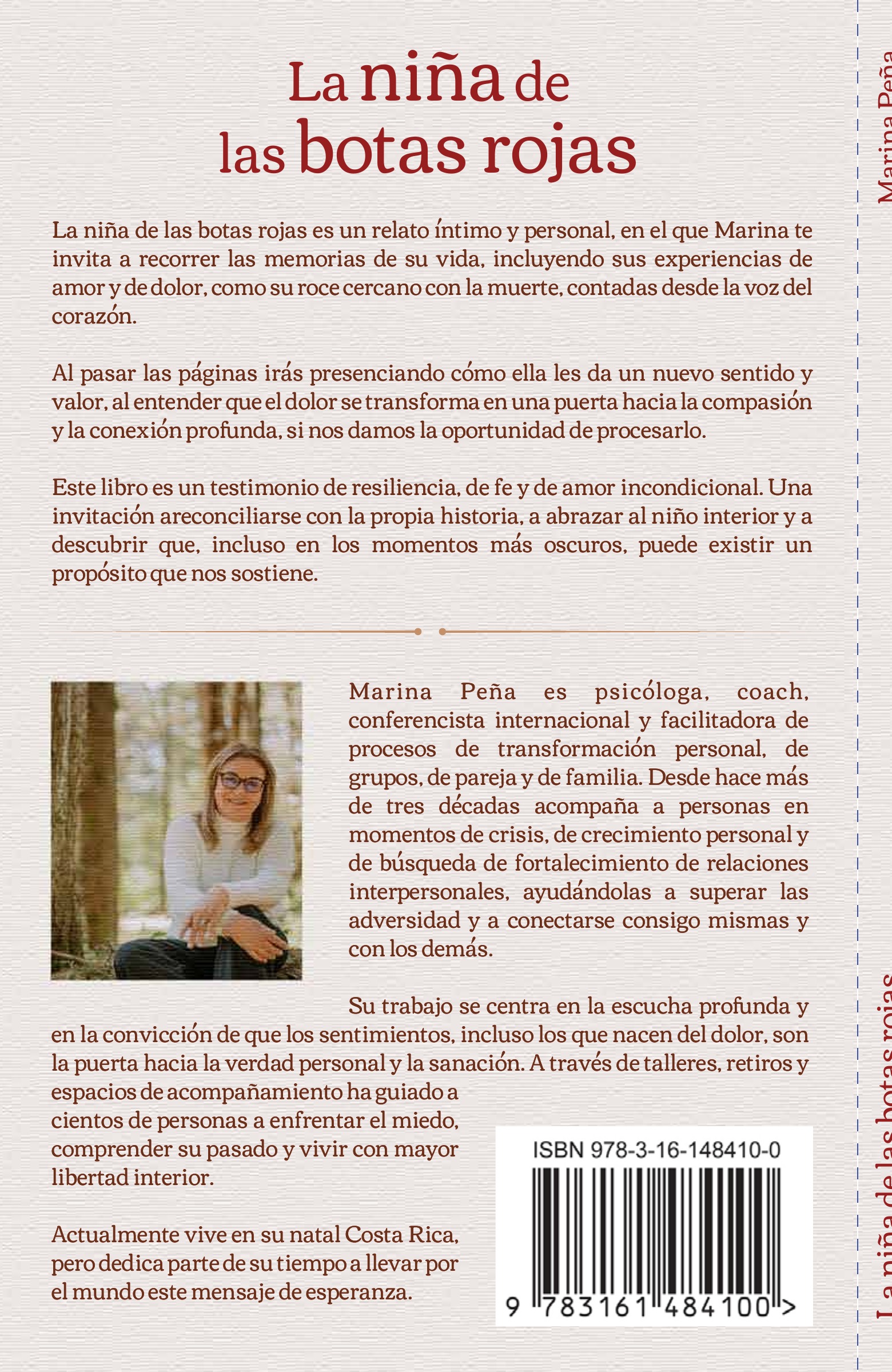 Contraportada del libro La niña de las botas rojas